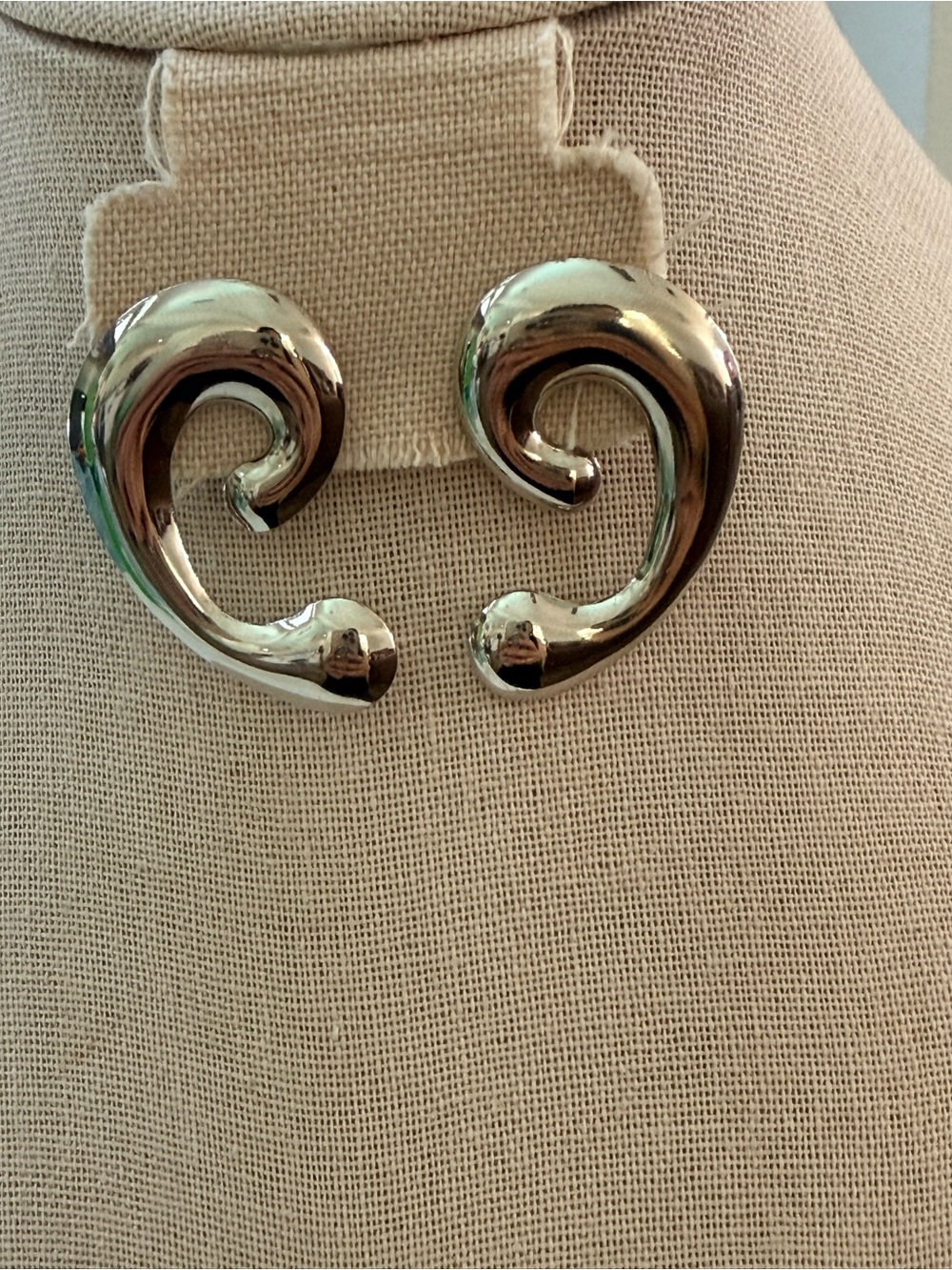 Silver-Tone Swirl Clip Earrings